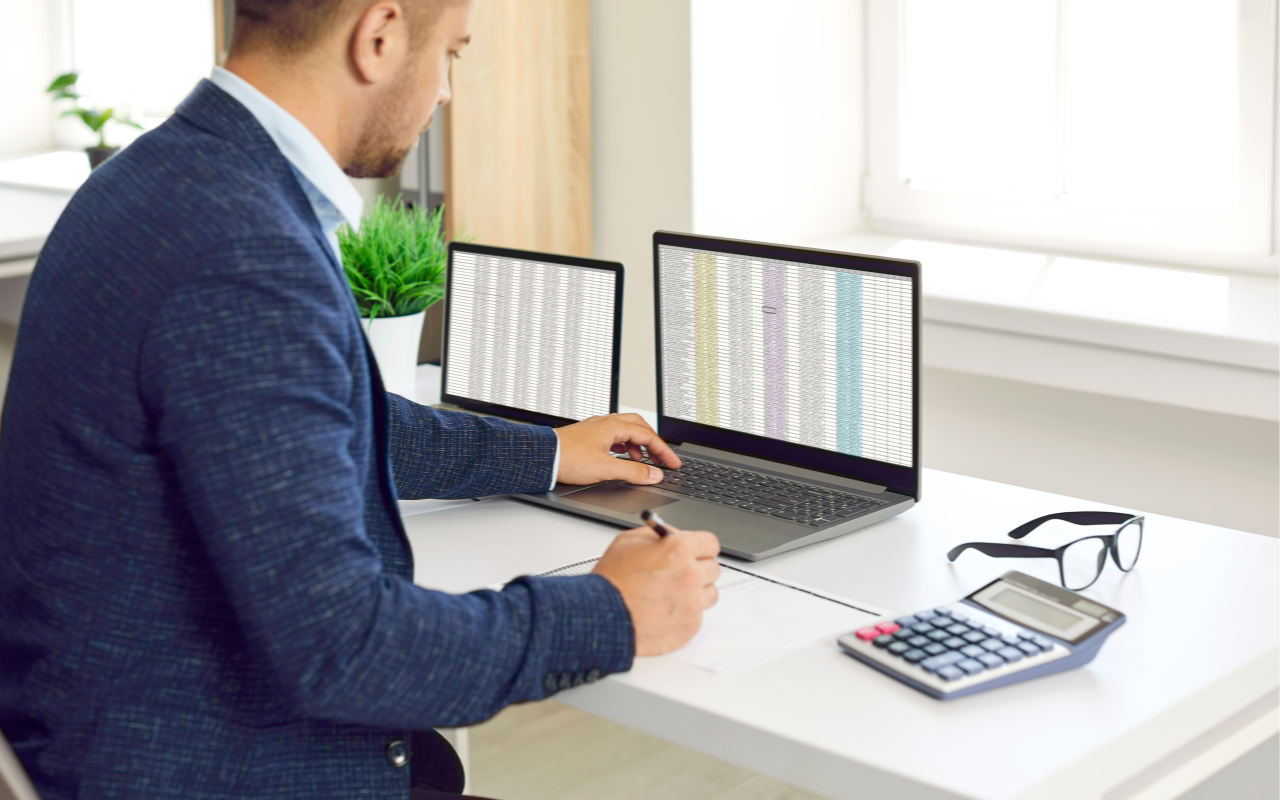 Smiling ProCharted  accountant help a client
